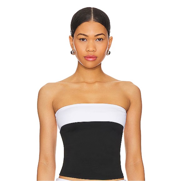 superdown Tops - New NWOT Superdown Jodie Top in Black white strapless crop revolve